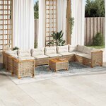 vidaXL Salon de jardin 11 Pièces avec coussins beige résine tressée