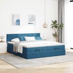 VidaXL Cadre de lit ottoman avec matelas bleu foncé 160x200 cm velours