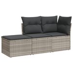 vidaXL Salon de jardin avec coussins 3 Pièces gris clair résine tressée