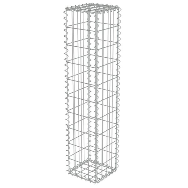 vidaXL Mur à gabion avec couvercles Acier galvanisé 20 x 20 x 100 cm