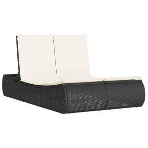 vidaXL Chaise longue double avec coussins noir résine tressée