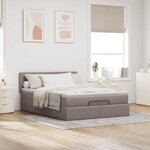 vidaXL Lit ottoman avec matelas taupe 140x200 cm tissu