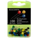 Boîte De 100 Épingles Sphériques - Hauteur De Pointe 15mm - 4mm De Diamètre - Couleurs Assorties - Exacompta