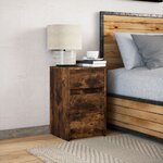 vidaXL Armoire de chevet et lumières LED chêne fumé bois d'ingénierie