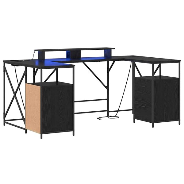 vidaXL Bureau Chêne noir 182 x 101 x 87.5 cm Bois d'ingénierie