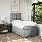 vidaXL Sommier à lattes de lit avec matelas Gris clair 100x200cm Tissu
