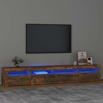 vidaXL Meuble TV avec lumières LED Chêne fumé 240x35x40 cm