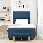 vidaXL Lit à ressorts avec matelas Bleu 120 x 200 cm tissu