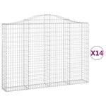 vidaXL Paniers à gabions arqués 14 Pièces 200x30x140/160 cm Fer galvanisé