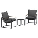 vidaXL Ensemble de canapé de jardin 3 Pièces Noir et anthracite Acier