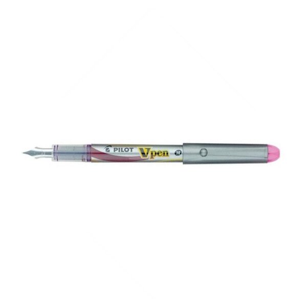 Stylo plume Jetable V-Pen SILVER Pointe Moyenne Rose x 12 PILOT