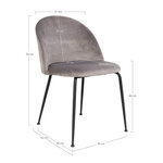 2 chaises de salle à manger en velours gris avec pieds noirs