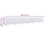 vidaXL Paravent 6 panneaux Tissu 800 x 160 cm Blanc sable