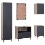 vidaXL Ensemble de mobilier de salle de bain avec tiroir 5 Pièces Gris