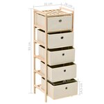 vidaXL Étagère de rangement 5 paniers tissu bois de cèdre beige