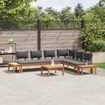 vidaXL Ensemble de banc de jardin avec coussin 3 Pièces Marron et gris