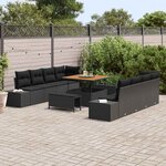 vidaXL Ensemble de canapé de jardin avec coussin 11 Pièces Noir