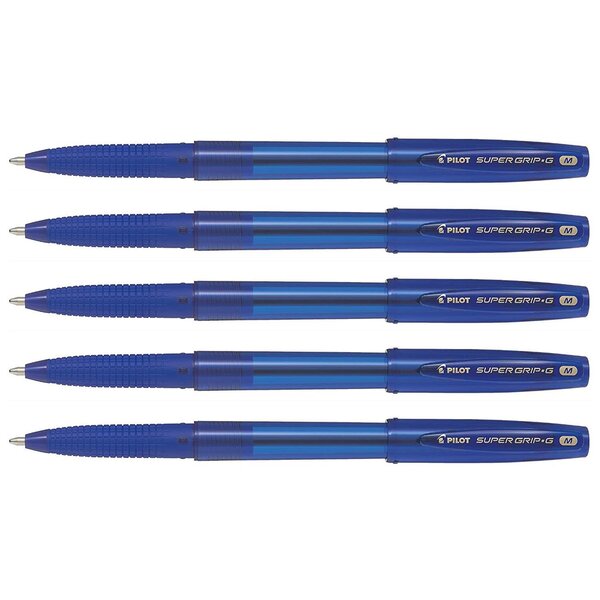 Stylo à bille SUPER GRIP G avec capuchon pointe moyenne bleu x 5 PILOT