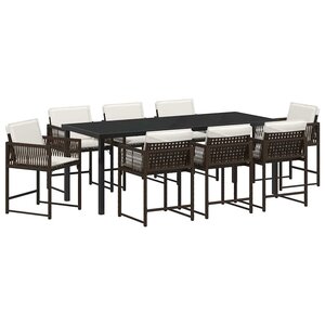 vidaXL Ensemble de salle à manger pour jardin 9 Pièces Marron polyrotin