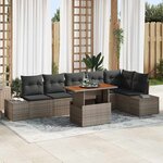 vidaXL Ensemble de canapé de jardin 7 Pièces Gris Poly rotin