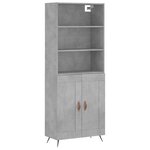 vidaXL Buffet haut Gris béton 69 5x34x180 cm Bois d'ingénierie