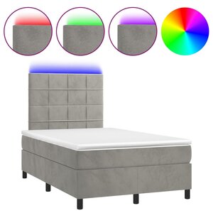 vidaXL Sommier à lattes de lit avec matelas LED gris clair 120x190 cm