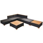 vidaXL Salon de jardin 7 Pièces avec coussins Résine tressée Noir
