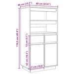 vidaXL Buffet haut Noir 60x40x116 5 cm Bois massif de pin