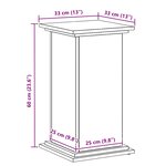 vidaXL Support de Plantes Chêne Noir 33 x 33 x 60 cm en Bois d'ingénierie