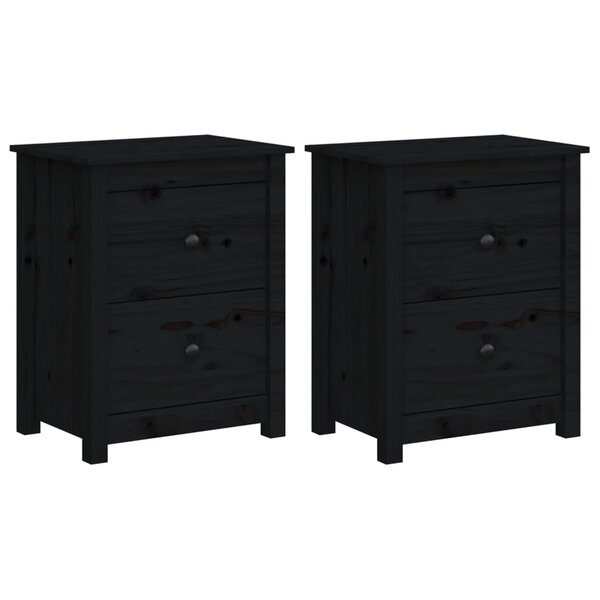 vidaXL Tables de chevet 2 Pièces Noir 50x35x61 5 cm Bois de pin massif