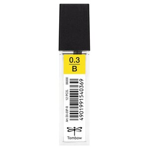Etui de 12 mines pour porte-mine pointe calibrée 0 3 mm dureté b tombow