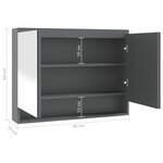 vidaXL Armoire à miroir de salle de bain 80x15x60 cm MDF Gris brillant