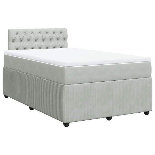 vidaXL Sommier à lattes de lit et matelas gris clair 120x190cm velours