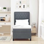 vidaXL Lit à ressorts avec matelas Gris foncé 200 x 80 cm Velours