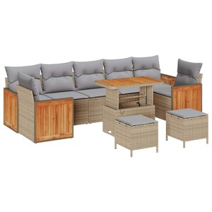 vidaXL Ensemble de canapé de jardin 10 Pièces Beige et Gris clair