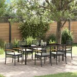 vidaXL Ensemble de salle à manger pour jardin 7 Pièces Noir Rotin
