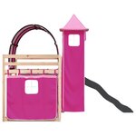 vidaXL Lit superposé avec toboggan et rideaux rose 90x190 cm