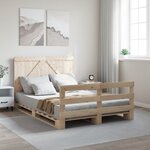vidaXL Cadre de lit sans matelas avec tête de lit bois massif