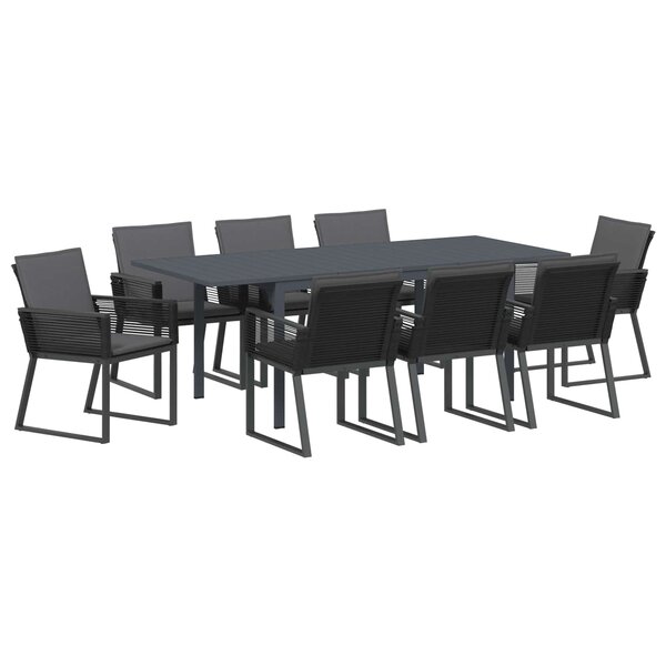 vidaXL Ensemble de salle à manger pour jardin 9 Pièces Noir polyrotin