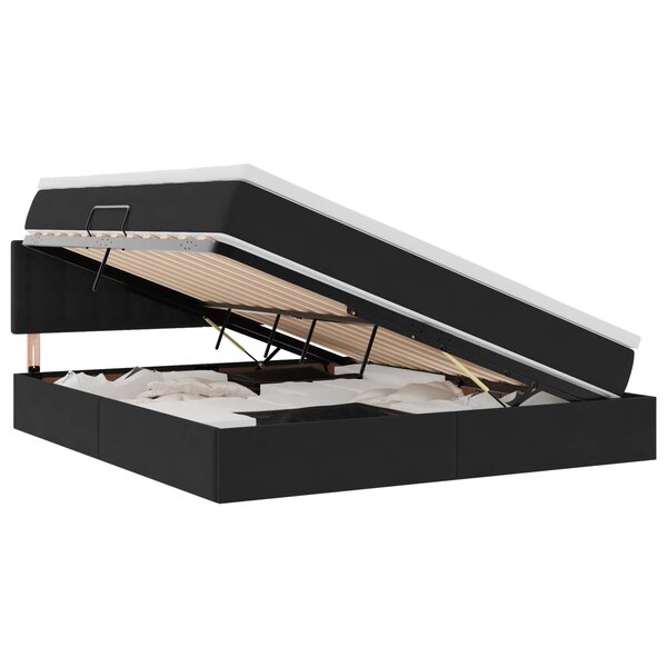 vidaXL Lit de rangement LED avec matelas Noir 180 x 200 cm Velours