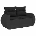 vidaXL Salon de jardin 7 Pièces avec coussins noir résine tressée