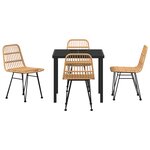 vidaXL Set de jardin 5 pièces Marron Poly Rotin