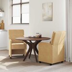 vidaXL Chaises de Salle à Manger avec Roues 2 Pièces Marron Velours