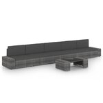 vidaXL Salon de jardin 6 Pièces avec coussins Gris Résine tressée