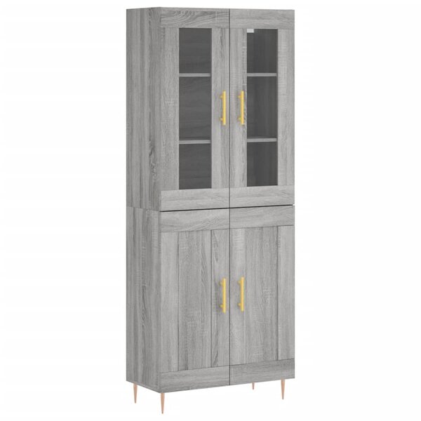 vidaXL Buffet haut Sonoma gris 69 5x34x180 cm Bois d'ingénierie