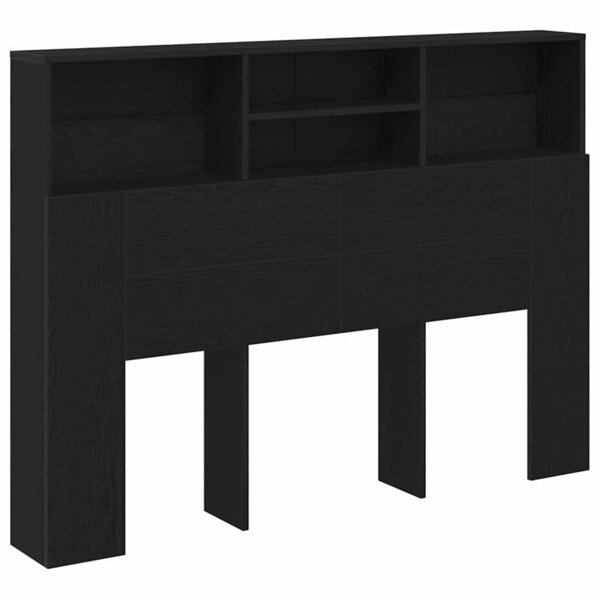 vidaXL Armoire tête de lit - noir chêne  140 x 19 x 103 5 cm  fabriquée en bois d'ingénierie.