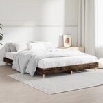 vidaXL Cadre de lit sans matelas chêne fumé 135x190 cm bois ingénierie