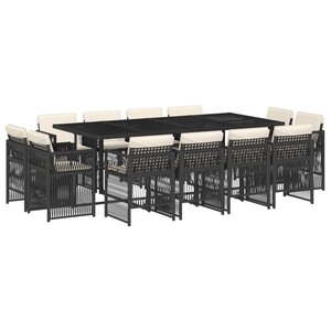 vidaXL Ensemble à manger de jardin 13 Pièces coussins noir résine tressée