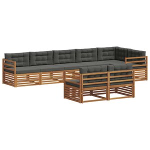 vidaXL Ensemble de canapés d'extérieur 8 pc Naturel et Anthracite