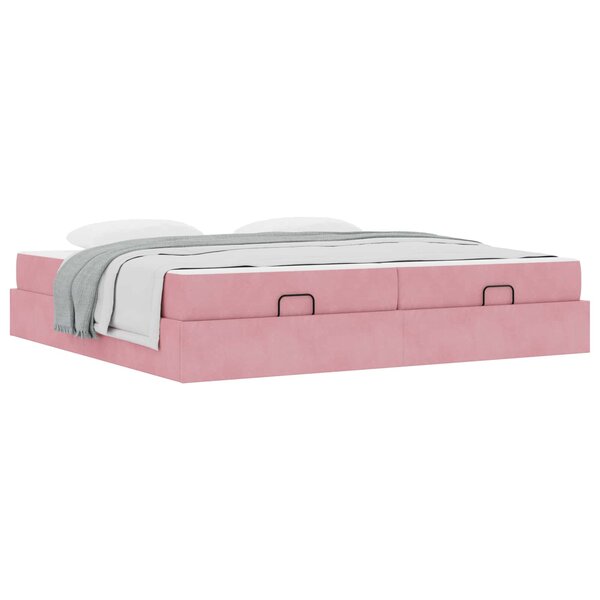 vidaXL Cadre de lit avec matelas avec matelas 2 Pièces Rose Velours
